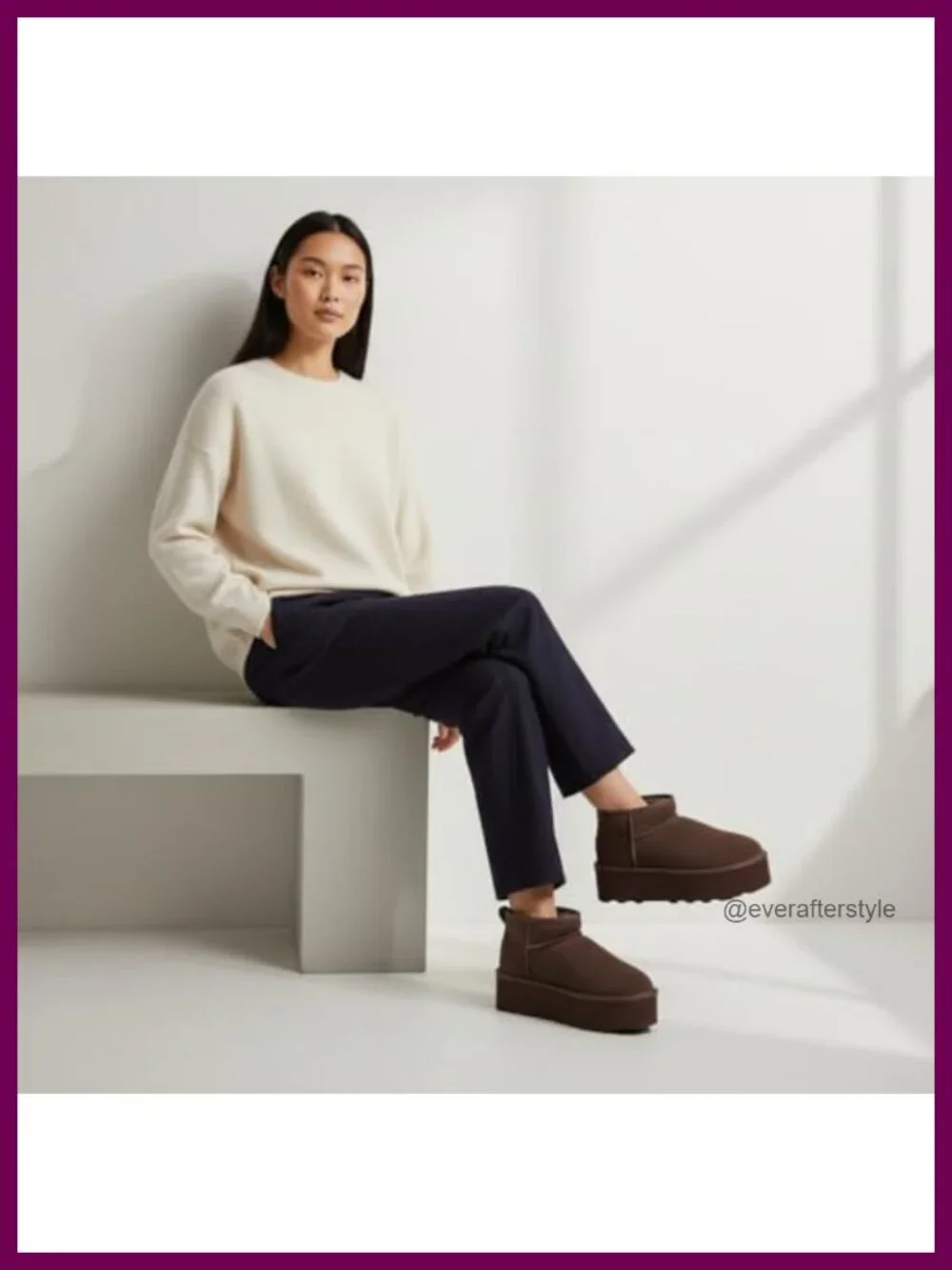 Genuine Suede Platform Ankle Boots with Faux Fur Lining, Memory Foam, Slip-On